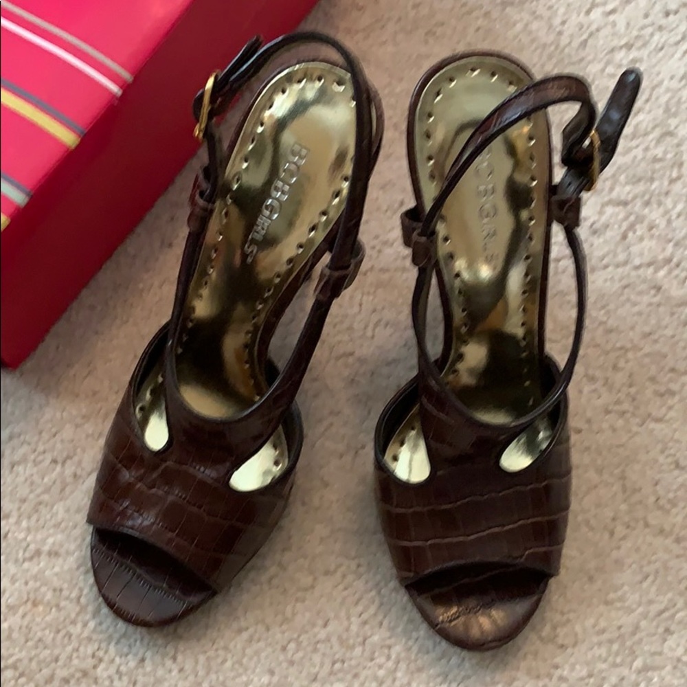 BCBGirls Nickole coffee brown and croc pattern